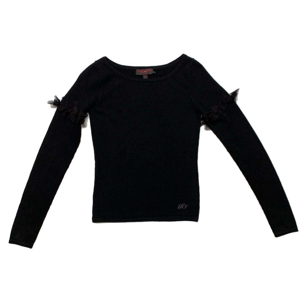 Raw7 Cashmere Sweater Embroidered Logo - Black